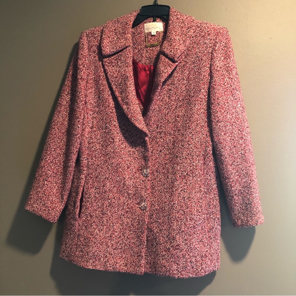 Lily & Taylor Fuzzy Virgin Wool Blend Blazer Size 14